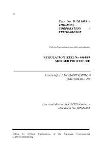 Merger Decision IV/M.1088 of 04/02/1998