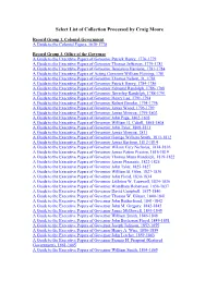 Select List of Collection Processed by Craig Moore