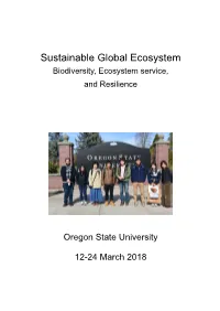 Sustainable Global Ecosystem Biodiversity, Ecosystem Service, and Resilience
