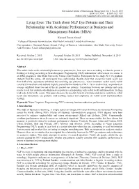 The Truth About NLP Eye Patterns and Their Relationship with Academic Performance in Business and Management Studies (MBA)
