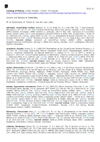 2016-01 Catalog of Fishes. Online Version: (2016): 72 Records