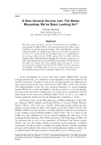 A New General Service List: the Better Mousetrap We’Ve Been Looking For? Charles Browne Meiji Gakuin University Doi