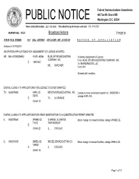 Broadcast Actions 7/19/2019
