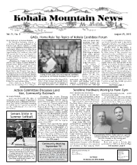 Gmos, Home Rule Top Topics of Kohala Candidate Forum