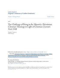 The Challenge of Being in the Minority: Palestinian Christian Theology In