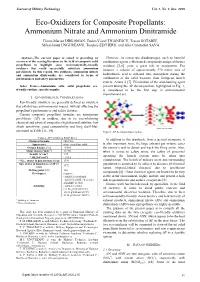 Ammonium Nitrate and Ammonium Dinitramide