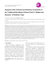 Analysis of the Technical and Sanitary Constraints of the Traditional Breeding of Guinea Fowl in “Région Des Savanes” of Northern Togo