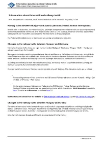 Information About International Railway Traffic MÁV-Csoport (