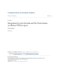 Integration by Parts Formula and the Stein Lemma on Abstract Wiener Space Hui-Hsiung Kuo