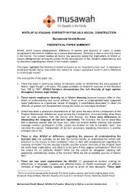 Summary of Muhammad Khalid Masud Musawah Chapter