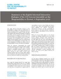 Summary of the Eighth Informal Interactive Dialogue of the UN General Assembly on the Responsibility to Protect, 6 September 2016