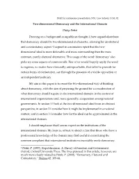 Two-Dimensional Democracy and the International Domain Philip Pettit