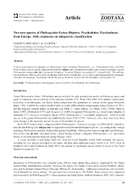 Two New Species of Philosepedon Eaton (Diptera, Psychodidae, Psychodinae) from Europe, with Comments on Subgeneric Classification