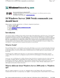 10 Windows Server 2008 Netsh Commands You Should Know Page 1 of 7