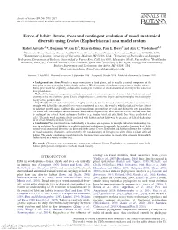 Shrubs, Trees and Contingent Evolution of Wood Anatomical Diversity Using Croton (Euphorbiaceae) As a Model System