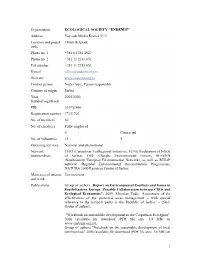 1 Organization ECOLOGICAL SOCIETY "ENDEMIT" Address