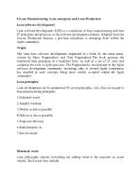 8 Lean Manufacturing, Lean Enterprise and Lean Production