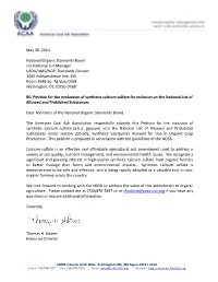 Calcium Sulfate for Inclusion on the National List of Allowed and Prohibited Substances