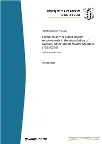 Draft Risk Management Proposal, Partial Review of Malus Import