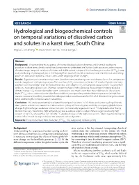 Hydrological and Biogeochemical Controls on Temporal Variations Of