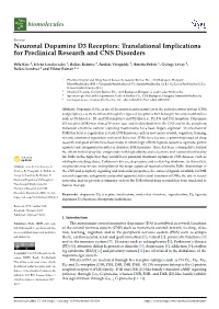Neuronal Dopamine D3 Receptors: Translational Implications for Preclinical Research and CNS Disorders