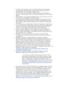 The AFP Is Well Informed of the Criminal Practices and Illicit Trading Taking Place on the Dark Web