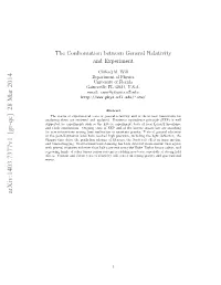 The Confrontation Between General Relativity and Experiment
