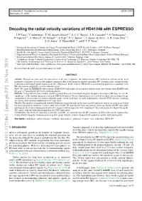 Decoding the Radial Velocity Variations of HD41248 with ESPRESSO