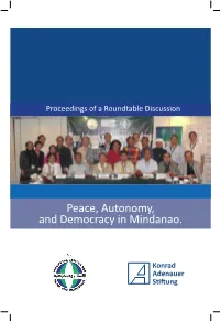 Peace, Autonomy, and Democracy in Mindanao