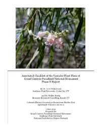 Annotated Checklist of the Vascular Plant Flora of Grand Canyon-Parashant National Monument Phase II Report