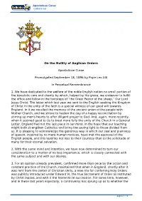 Apostolicae Curae Catholic.Net