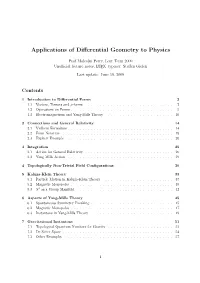 Applications of Differential Geometry to Physics