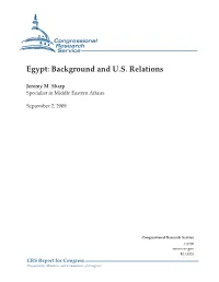 Egypt: Background and U.S. Relations