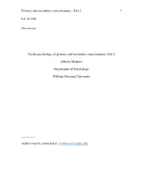 Primary and Secondary Consciousness II