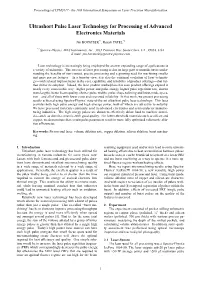 Ultrashort Pulse Laser Technology for Processing of Advanced Electronics Materials
