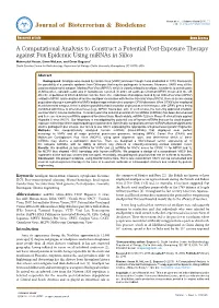 A Computational Analysis to Construct a Potential Post-Exposure Therapy Against Pox Epidemic Using Mirnas in Silico