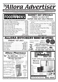 Allora Advertiser Ph 07 4666 3128 - Fax 07 4666 3822 - E-Mail Editor@Alloraadvertiser.Com - Web THURSDAY, 30Th June 2011