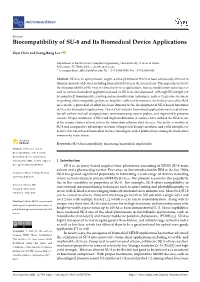 Biocompatibility of SU-8 and Its Biomedical Device Applications