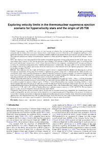 Exploring Velocity Limits in the Thermonuclear Supernova Ejection Scenario for Hypervelocity Stars and the Origin of US 708