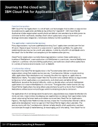 Journey to the Cloud with IBM Cloud Pak for Applications