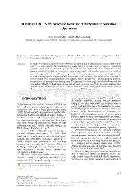 Mutating UML State Machine Behavior with Semantic Mutation Operators