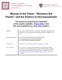 Nineteen Old Poems” and the Poetics of Un/Concealment