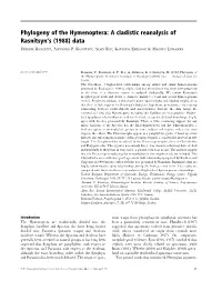 Phylogeny of the Hymenoptera: a Cladistic Reanalysis of Rasnitsyn's (1988) Data