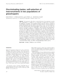 Self-Selection of Macronutrients in Two Populations of Grasshoppers