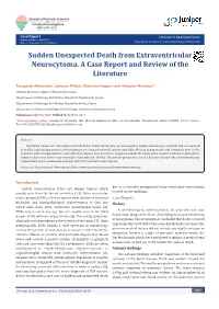 Sudden Unexpected Death from Extraventricular Neurocytoma. a Case Report and Review of the Literature