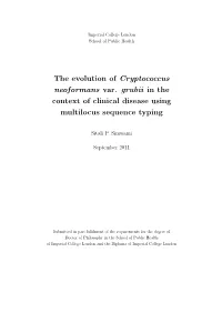 The Evolution of Cryptococcus Neoformans Var. Grubii in the Context of Clinical Disease Using Multilocus Sequence Typing