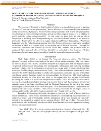 THE GRAND INQUISITOR”: ADDING an ETHICAL COMPONENT to the TEACHING of NON-MARKET ENTREPRENEURSHIP Gordon E