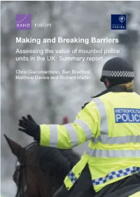 Assessing the Value of Mounted Police Units in the UK: Summary Report