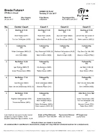Breda Future+ ORDER of PLAY ITF Men's Circuit Tuesday 27 Jun 2017