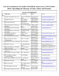 Complete List of Coodinators of All Universities.Xlsx